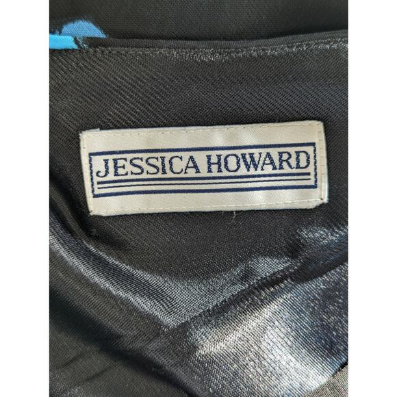 JESSICA HOWARD! SILK LOOK, DREAMY, DELICIOUSLY BLACK & BLUES SLIP DRESS! SZ 8 - Picture 4 of 5